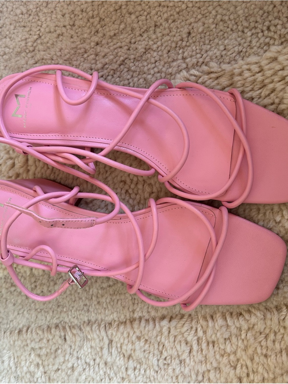 Marc Fisher Pink Lace-Up Square-Toe Sandals